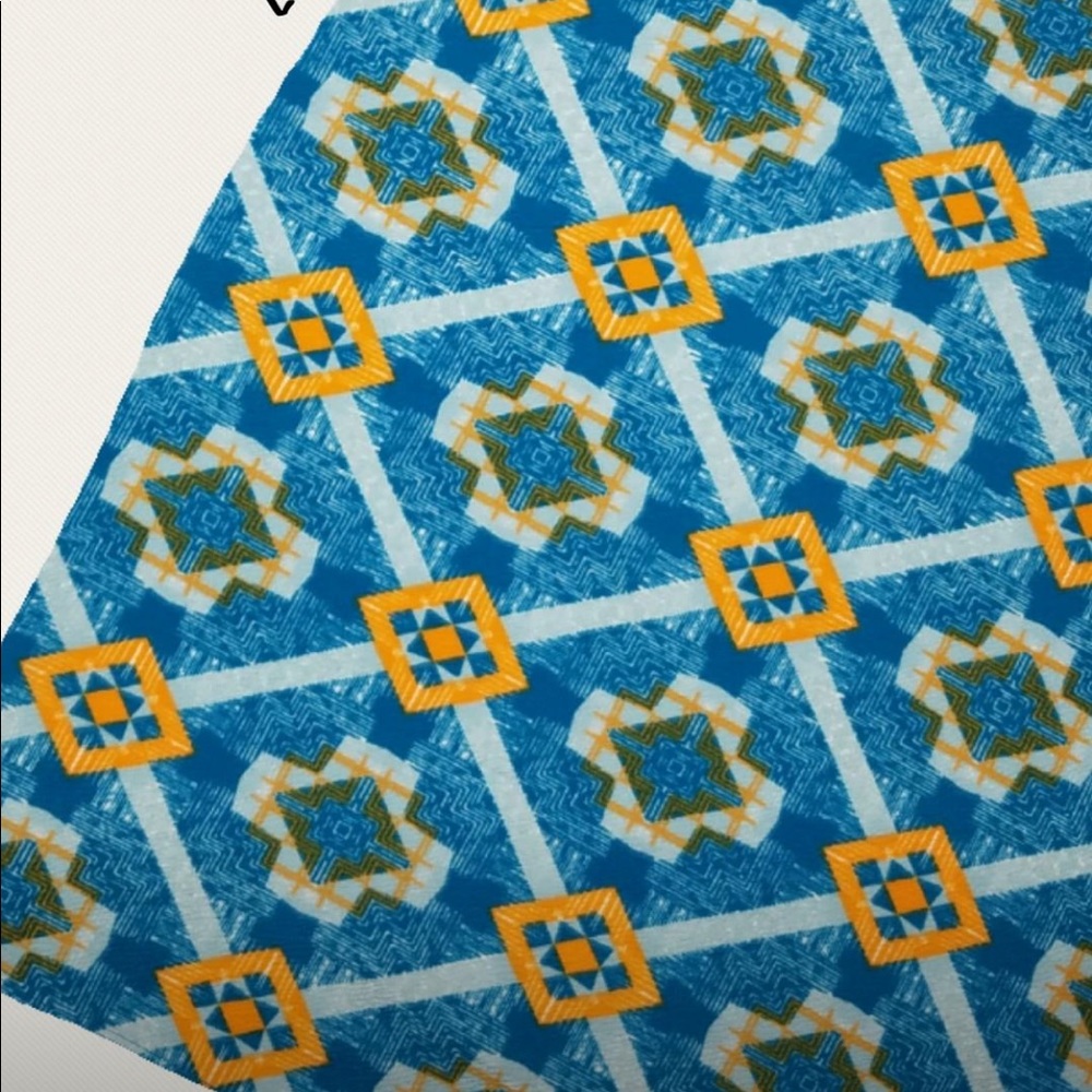 Blue & Yellow Geometric Cassie Pencil Skirt•M